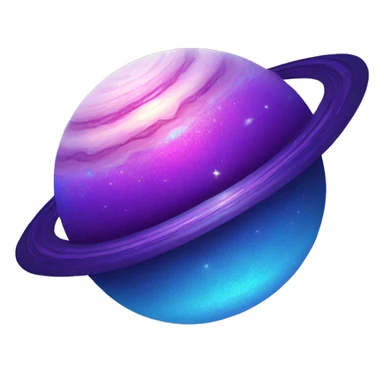 blue purple and pink glitter planet with sparkling saturn ring sticker