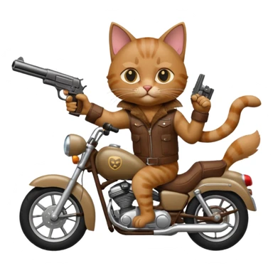 Cat on a mother cycle shooting a gun in the air sticker
