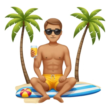 Man relaxing on beach with sunglasses and swim shorts sticker