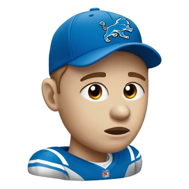 Sad detroit lions fan white with blue eyes sticker