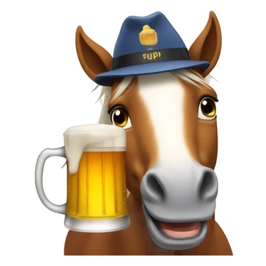 horse with a beer sticker