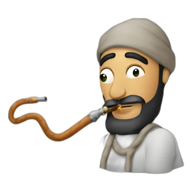 Middle Eastern man smoking hookah sticker