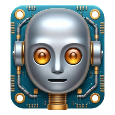 ai chip with a small robot face sticker