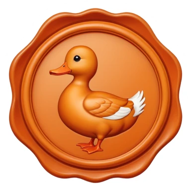 Wax Seal with orange duck that says approval sticker