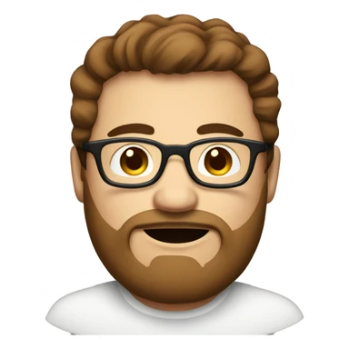 A fat man with brown hair and brown short beard and round glasses who drinks coffee  sticker