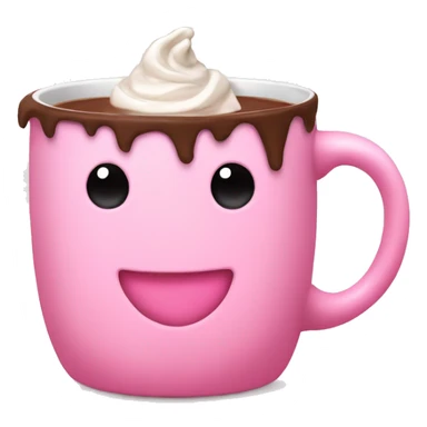 Cute pink mug with bow on the handle, hot chocolate sticker