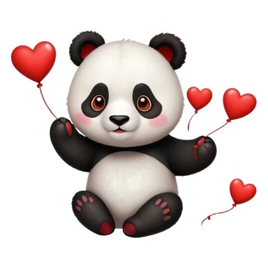 cute panda with brown eyes juggling hearts sticker