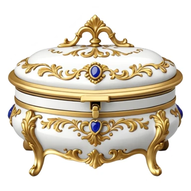 Vintage rococo white jewelry box sticker