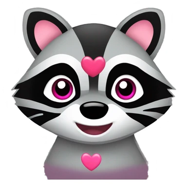 raccoon with pink eyes and a heart in his hands sticker