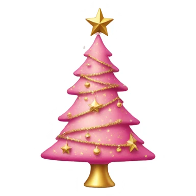 pink christmas tree with gold ornaments and a star sticker