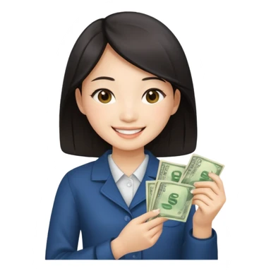 Hot Asian girl with money  sticker