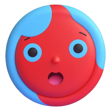 circle with jealous expression, baby blue and red colors, Microsoft 3D Fluent style sticker