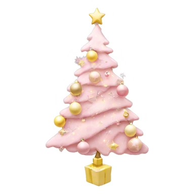 pastel pink christmas tree with pastel pink and pastel yellow ornaments，more details sticker