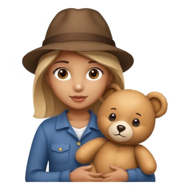 girl wearing hat with teddy bear  sticker