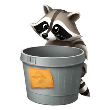 Raccoon eating a trash can sticker