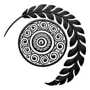 Feather Māori koru design at top sticker