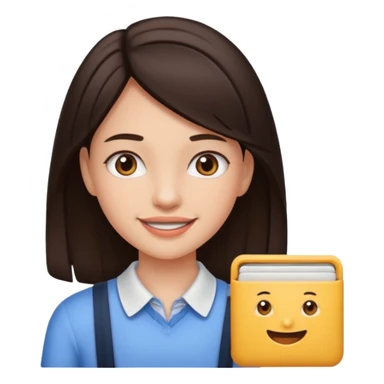 Girl with dark brown hair with braces on teath sticker