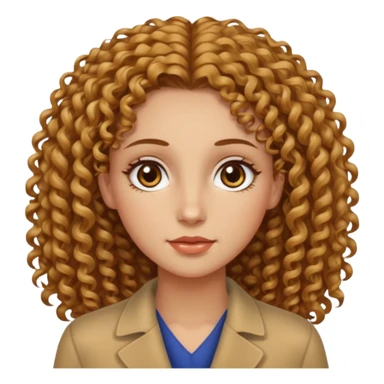 Can you create a woman with curly hair, but not too voluminous, with a wheat-colored complexion, hazel eyes, long and well-defined facial features, and tall? sticker