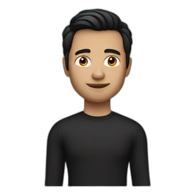    memoji of a man with a laptop in front, apple-style,modern,dark hair,black sweater,computer in hand, srilankan white skin, an avatar image gonna be round  sticker