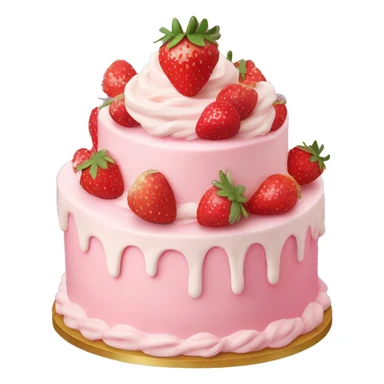 Pink strawberries and cream birthday cake  sticker