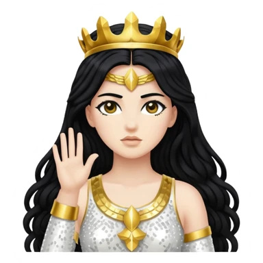 Nike, Goddess of Victory from Gods and Goddesses with long black hair, white and gold sequin outfit sticker