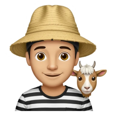 A happy fair skinned Colombian man with a goat tee wearing a Colombian hat that has black horizontal stripes on it sticker