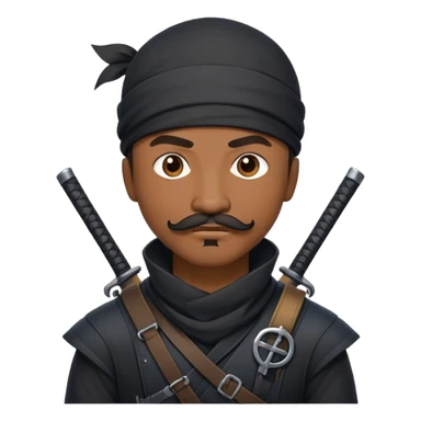 african-american web developer mustache mercenary black asymmetrical ninja hacker sticker