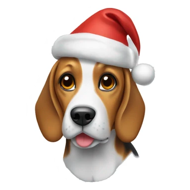 Beagle dog with a Christmas hat sticker