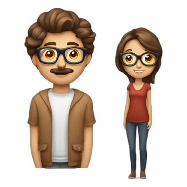 homme brun avec des lunettes et des yeux hazel et une femme brune avec yeux bruns qui s’aime  sticker