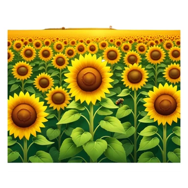 sunflower field with bees at sunset sticker