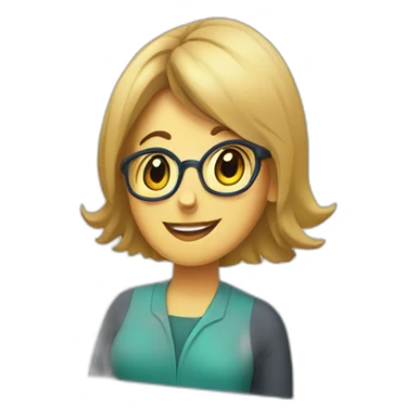 a macbook pro screen that has a video call showing a friendly female therapist sticker