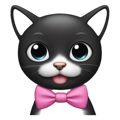 female black cute cat with big eyes and pink bow tie crying sticker