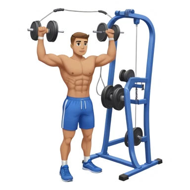 standing fit man with blue shorts cable-machine exercise sticker