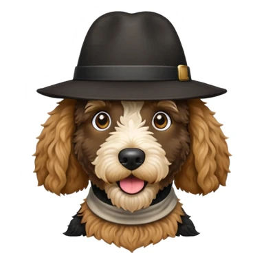 Black golden doodle crazy with a hat sticker