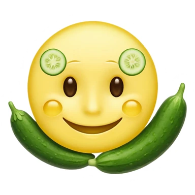 resting yellow smiley face with cucumbers slices over each of its eyes as if it was in a spa sticker