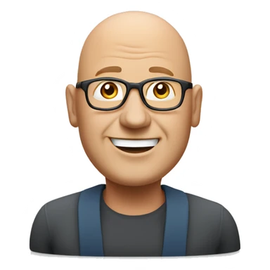a bald fat friendly man who is welcoming in his mid 50s with no spectacles and no facial hair for a travel tour guide company logo sticker