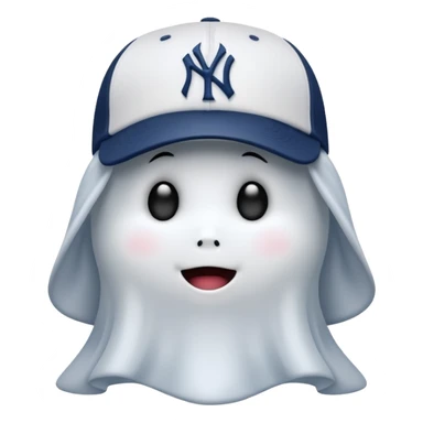 Cute little ghost wearing New York Yankees cap sticker