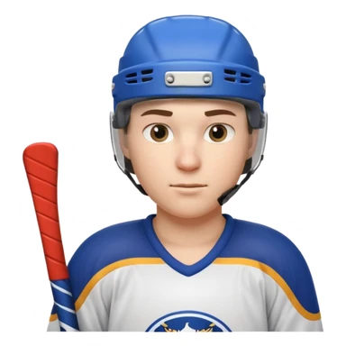 ice hockey player portrait, head and shoulders only, wearing hockey helmet with visor, team jersey collar, holding hockey stick near shoulder, focused competitive expression, 3D cartoon style, mobile game icon style, clean background, no text, no watermark

 sticker