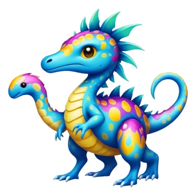 a colorful edgy cute vernid-fionbri-creature with splash patterns full body sticker
