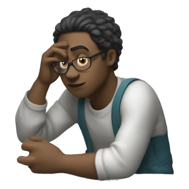 Puzzled white skin student scratching head while reading a book sticker