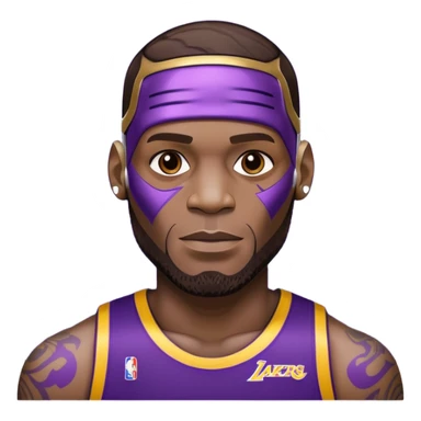 Lebron James as a half robot/cyborg AI but still keep lakers and friend;y sticker