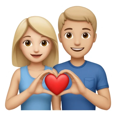 Two people holding half a heart up sticker