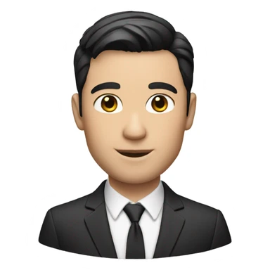 memoji of a white male in suit and with short cut dark hair, no beard sticker