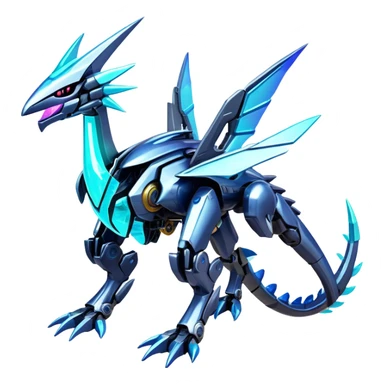  Epic legendary rare glowing mechanical Shiny sparkly transparent bioluminescent luminescent vibrant bright pastel dark exotic iridescent colorful gradients futuristic modern metallic glossy glittery fantasy-cyber-Fakémon-Vernid-Dialga-Palkia-mecha-creature sticker