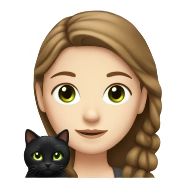 a pretty white girl with brown hair and a black cat with green eyes sticker