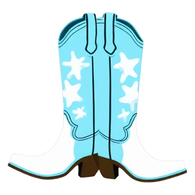 White and baby blue Beach cowgirl boots sticker