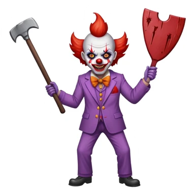 demonic clown wearing a leisure suit with accessories sticker