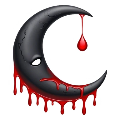 Black crescent moon with blood dripping from it  sticker