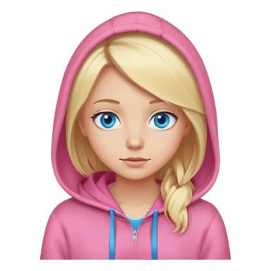 Chica rubia con una sudadera rosa y ojos azules  sticker