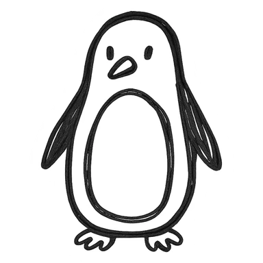 penguin, hand drawn outlined icon style, sketchy lines, no fill sticker